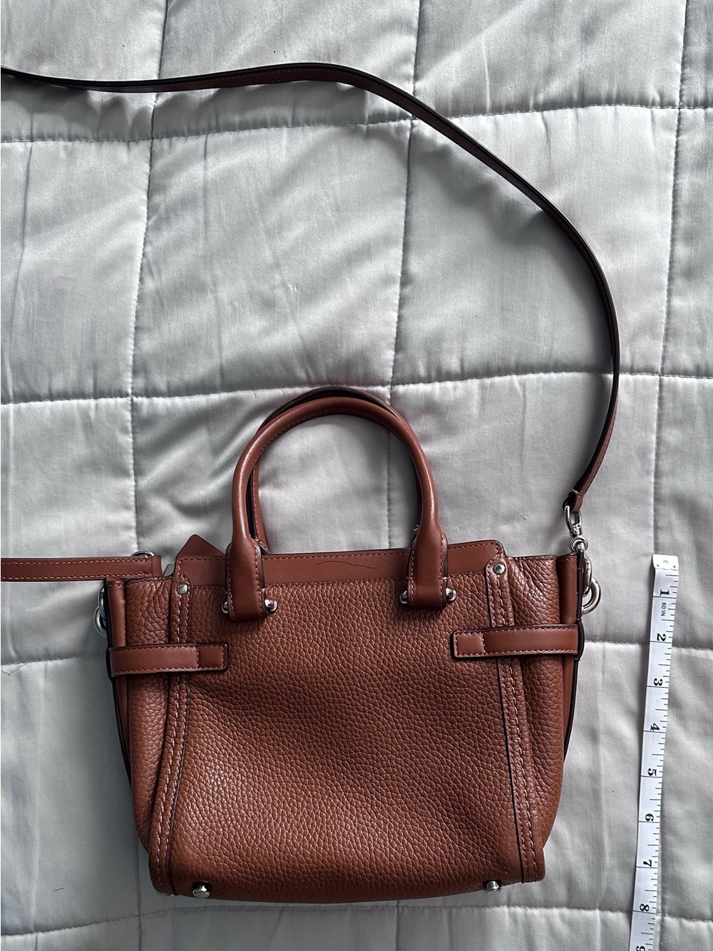 Coach Pebbled Leather Crossbody Tote in Brown - Picture 2 of 4
